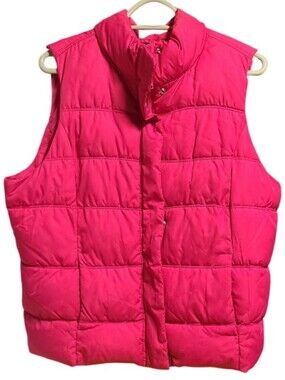 ​Gap Lipstick Pink Puffer Vest Full Zip Snap Mock Neck XL